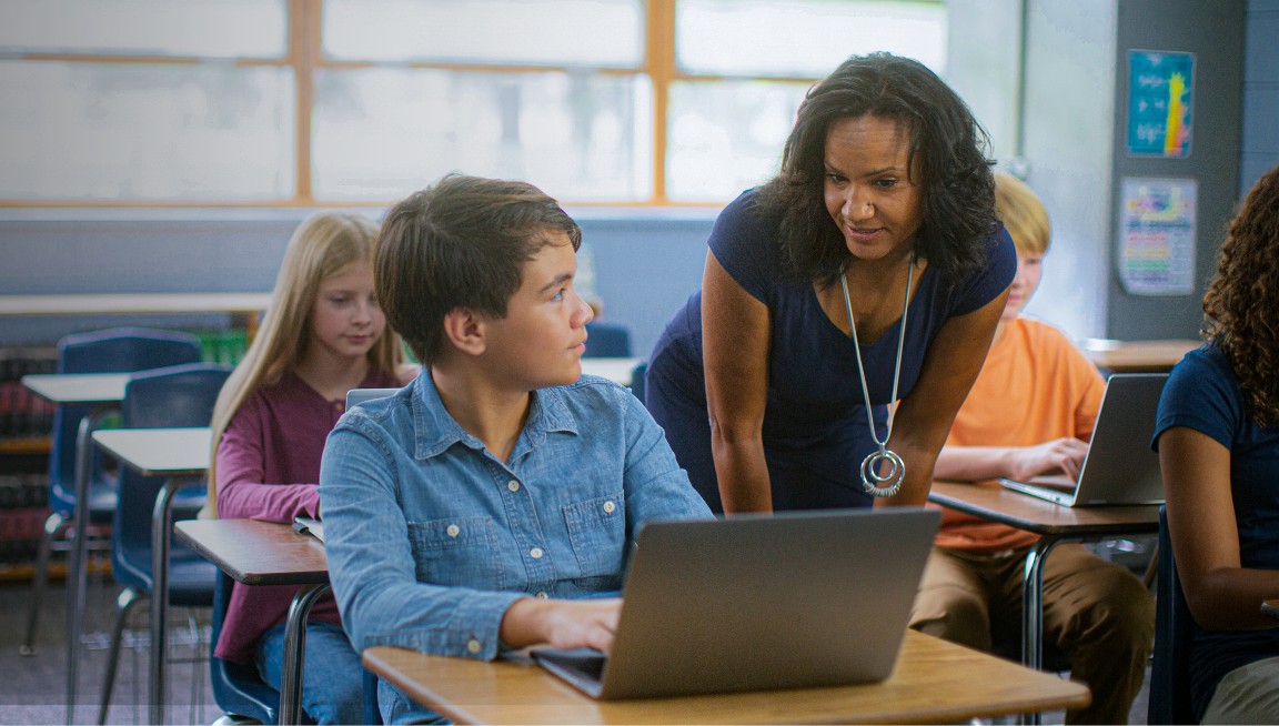 Teacher and students