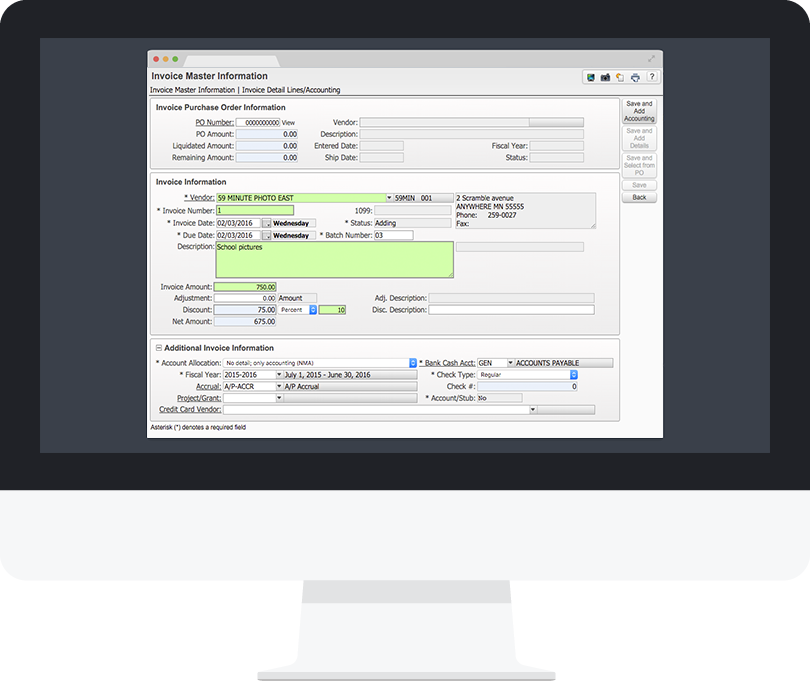 Accounts Payable screen shot