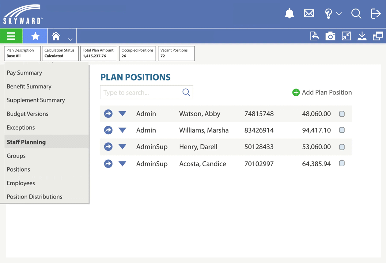 Staff Planning screen shot