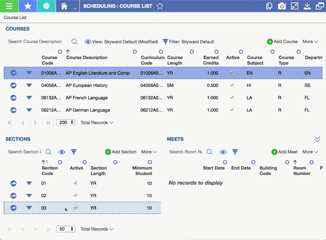 Scheduling screen shot