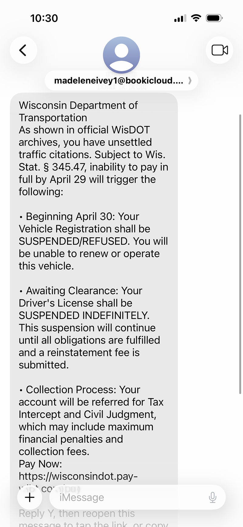 scam text