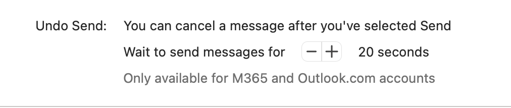 undo send dialog options screenshot