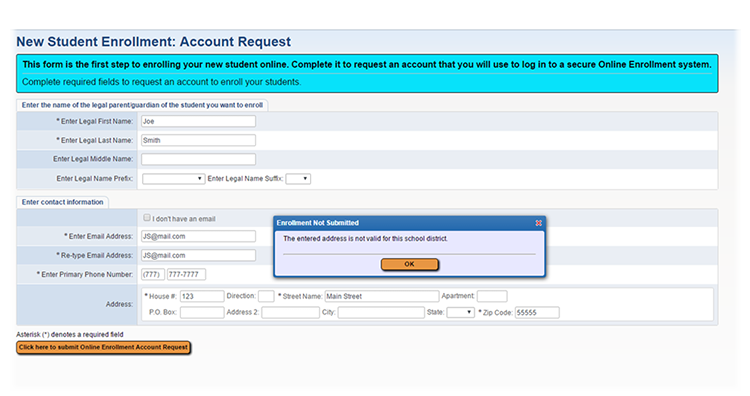 Invalid Address