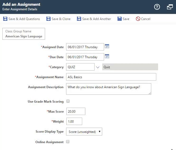 Online Assignments