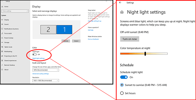 Windows10 nightlight