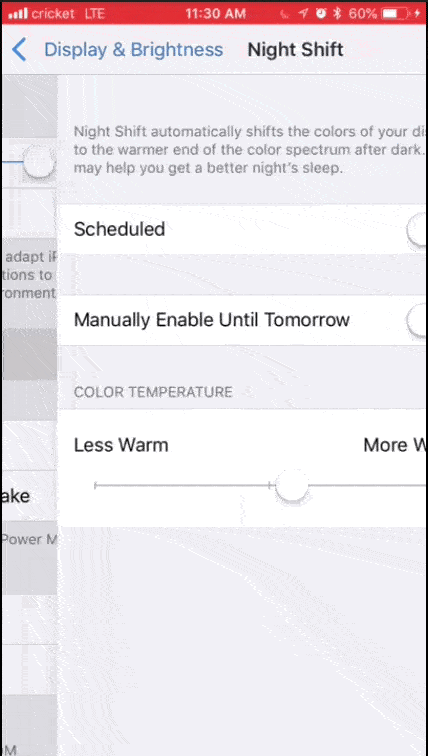 iOS nightshift