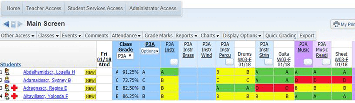 gradebook color