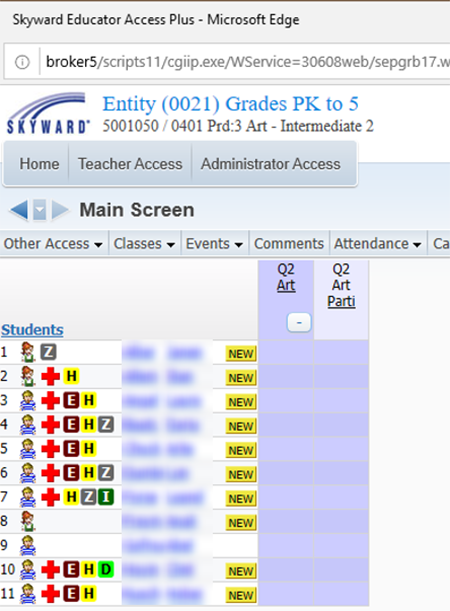 gradebook indicators