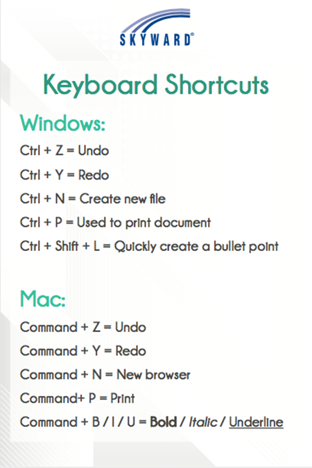 keyboard shortcuts