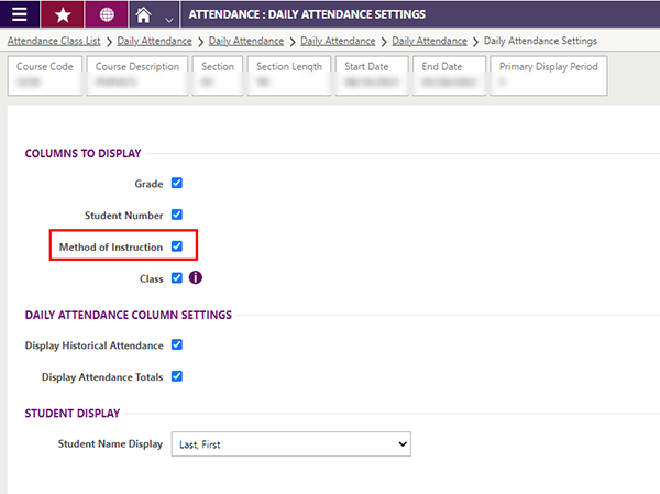 Attendance Setup