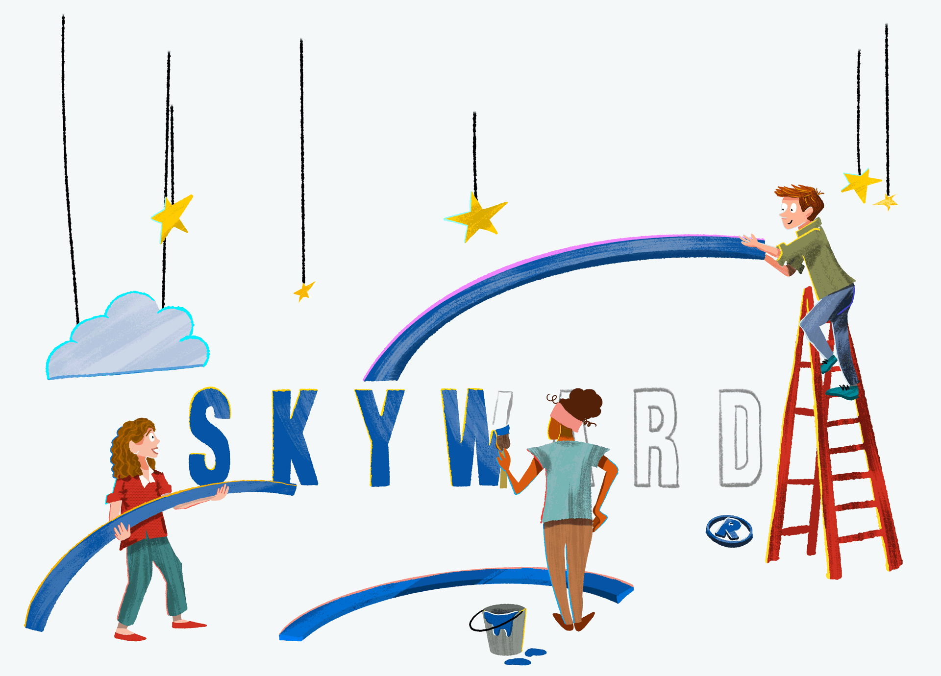 Skyward sign with stars
