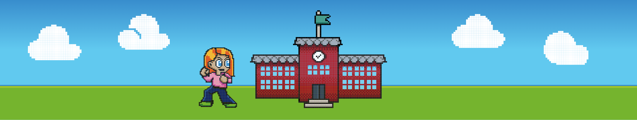 Schoolyard with student