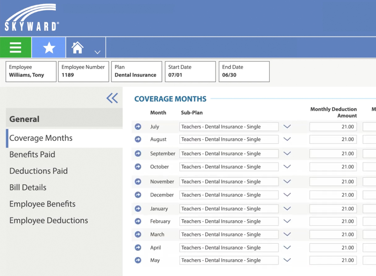 Benefit Management screen shot