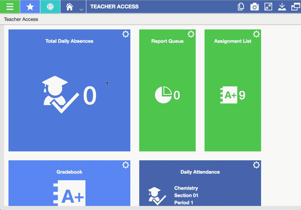 Teacher Access screen shot